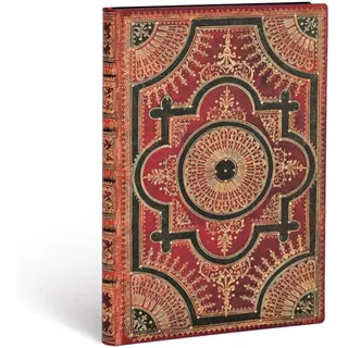 Paperblanks - Ventaglio Barockfächer Rosso - Notizbuch Midi Flexi Liniert - 176 Seiten