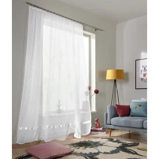 Gardine OTTO HOME "Eby" Gr. 3, weiß, B:300cm H:145cm, Satin, Polyester, Gardinen, Gardine, Vorhang, Fertiggardine, Store, transparent