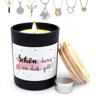 *Alster Herz* Schön dass es dich gibt, Schmuckkerze als Geschenk, Duftende Sojakerzen für Zuhause, Kerze mit Schmuck Überraschung Geburtstag
