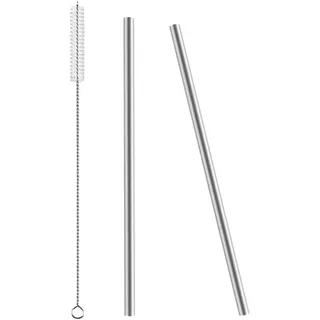 2 Stück gerade, wiederverwendbare Metall-Trinkhalme mit Reinigungsbürste, kompatibel mit Stanley-Bechern, BPA-frei und umweltfreundlich, spülmaschinenfest (Titan 0,8 cm)