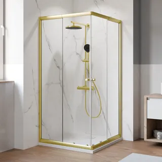 Breuer Ektos Eckeinstieg mit Schiebetür rechts 80-90 x 180 cm Gold/Klarglas