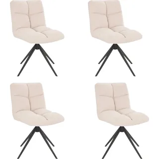 HOME DELUXE - Esszimmerstuhl NODA - 4er Set, Farbe: Samt Creme - 360 Grad drehbar, weiche Polsterung, bis 120 kg belastbar I Küchenstuhl Speisestühle Esszimmerstühle - Beige