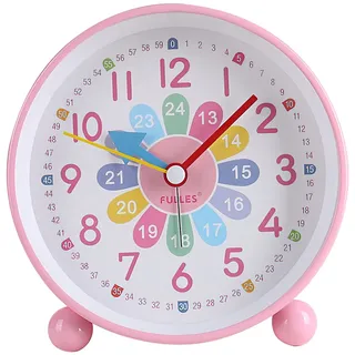 VOSSOT Wecker, Kinderwecker Digital Ohne Ticken, Lautloser Lernwecker Lernuhr Kinderuhr Kompak Analog Wecker für Jungen und Mädchen - Reisewecker mit Nachtlicht, Snooze und Batteriebetrieben