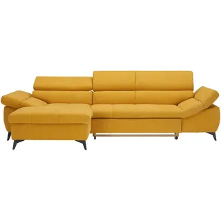 Stylife Ecksofa , Gelb , Textil , Uni , Ottomane links, L-Form , 297x171 cm , Bettkasten erhältlich, Stoffauswahl, seitenverkehrt erhältlich, Bettfunktion erhältlich, Hocker erhältlich, Rückenfutter , Wohnzimmer, Sofas & Couches, Wohnlandschaften, Ecksofas