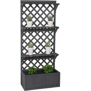 Mendler Hochbeet HWC-P69 177x77x33cm Holz - anthrazit-grau | Pflanz-/Blumenkasten, Pflanzkübel, Rankgitter, Spalier, Ablagefläche, FSC®