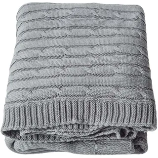 Homescapes Strickdecke 130/170 cm, Baumwolle mit Zopfmuster , Grau , Textil , Uni , Rechteckig , 130x170 cm , Oeko-Tex® , Heimtextilien, Wohntextilien, Decken