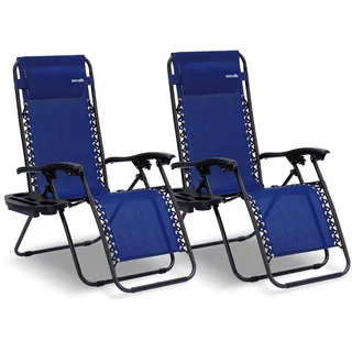 SereneLife Sonnenliege 2er Set 120 x 0 x 0 cm Blau