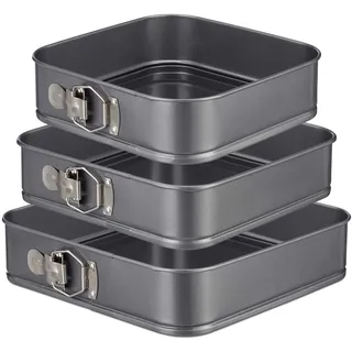 Relaxdays Springform quadratisch 3er Set 24 x 26 x 28 cm