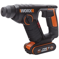 WORX WX394.6 Akku-Bohrhammer 20V - 3 IN 1 multifunktionales Gerät als Hammer, Bohrer und Schraubendreher - starke Leistung 1,5 J Schlagenergie- variable Geschwindigkeit - inkl. 2 Ah Akku & Ladegerät