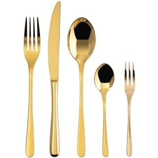 Sambonet - TASTE Tafelbesteck Set für 12 Personen, 60-teilig aus Edelstahl PVD-Finish, spülmaschinenfest, gold