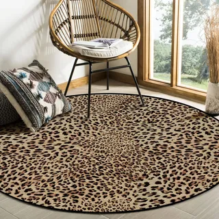 SRTJURFG Teppich Rund rutschfest Waschbar Küchenteppich Sexy Leopard für Wohnzimmer Kinderteppiche Flauschige Runden Groß Schutzmatten ø 120CM