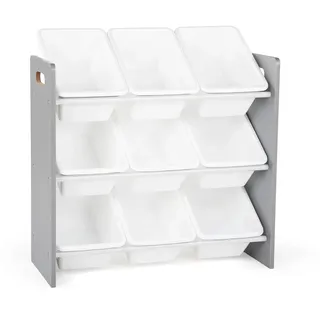 Humble Crew Kinderregal – Spielzeugregal mit 9 Aufbewahrungsboxen, Aufbewahrungsregal für Kinderzimmer, Grau/Weiß