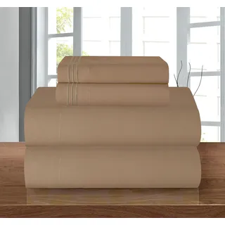 Elegant Comfort Bettwäsche-Set, luxuriös, weich, Fadenzahl 1500, ägyptische Qualität, Knitter- und lichtbeständig, 3 Stück Modern King Taupe