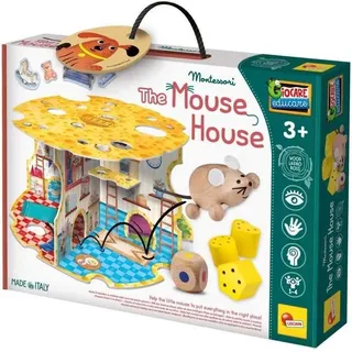 Maus Haus Montessori Spielzeug, Holz Lernspiel, Feinmotorik, 3+ Jahre, Farbige Holzteile - Bunt