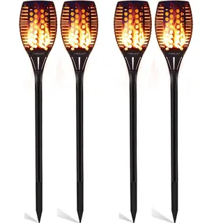 4 Stück Solarlampen Für Außen Garten 96 LED Gartendeko für Draußen leuchtet automatisch ein/aus mit Lichtsensor im Freien Solarbeleuchtung warmes Licht Gartenbeleuchtung wasserdicht IP65
