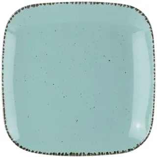 Landscape Speiseteller , Türkis , Keramik , Abstraktes , quadratisch , 27x27 cm , Lfgb, Handmade Quality , handbemalt, lebensmittelecht , Geschirr, Teller, Speiseteller