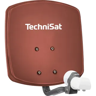 TechniSat DIGIDISH 33 – Satelliten-Schüssel für 2 Teilnehmer (33 cm kleine Sat Anlage - Wandhalterung und Universal Twin-LNB) rot