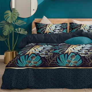 Dreamzie Bettwäsche Set 155x220 cm mit 2 Kissenbezügen 80x80 cm – Dschungel-Muster – Bettwäsche für Erwachsene aus 100% Mikrofaser – Oeko-Tex Zertifiziert – Ohne Schadstoffe
