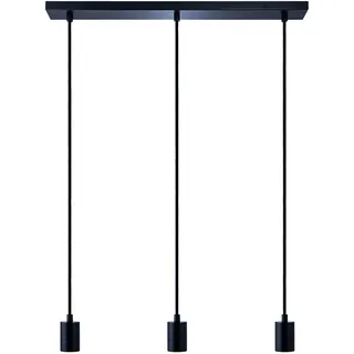 Paco Home Pendelleuchte »HUGO SQ S«, 3 flammig, Leuchtmittel E27   ohne Leuchtmittel, Stabile Lampenaufhängung E27 1,5m Textilkabel 3 Flammig 60cm Breit, schwarz