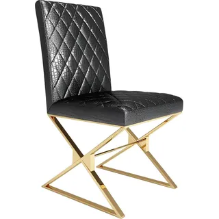 Chair 1x Dining Room Club Upholstered Armchair Metal Lounge Designer New Modern - Schwarz