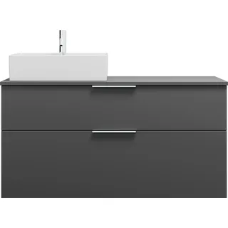 burgbad Eqio Keramik-Aufsatzwaschtisch quadratisch, links, inklusive Waschtischunterschrank mit 2 Schubladen, Breite 1200mm, SGUQ120LF6584C0001G0146