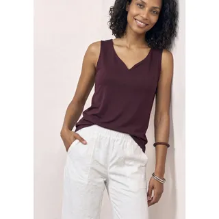 Tanktop STREET ONE "Style Gania", Damen, Gr. 38, rustic rouge, Jersey, Obermaterial: 50% Baumwolle, 50% Modal. Futter: 100% Baumwolle, unifarben, körpernah hüftbedeckend, herzförmiger Ausschnitt, Tops Tanktop, Sommertop mit Herzausschnitt