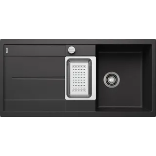Blanco Metra 6 S links Einbau Silgranit schwarz Drehknopfventil 1000 x 500 mm