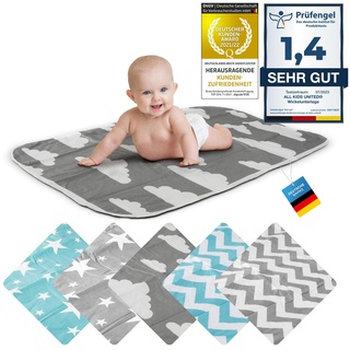 Wickelunterlage Baby Wickelauflage Baby Wickel-Decke Unterlage für Säuglinge und Kleinkinder; atmungsaktiv, waschbar, wiederverwendbar; 50 x 70 cm (Wolken-Grau)