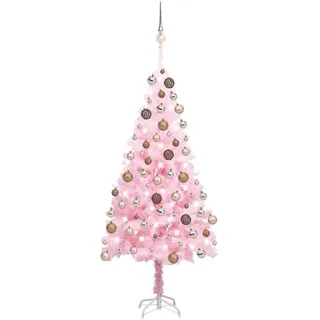 Künstlicher Weihnachtsbaum mit Beleuchtung & Kugeln Rosa 150cm - Rosa