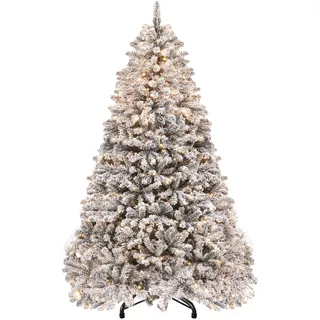 YITAHOME 180cm Künstlicher Weihnachtsbaum mit Schnee & 250 LED Beleuchtung, ca. 800 Spitzen, Naturgetreu Tannenbaum mit Klappsystem & Metallständer, Schnellaufbau für Zuhause Geschäfte, 182 x Φ95cm