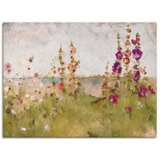 Artland Wandbild "Stockrosen am Meer" Blumen 1 Stk. tlg. als Leinwandbild, Poster in verschied. Größen, farbe bild(er): grün