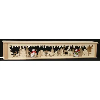 schwibbola holzkunst aus dem erzgebirge Schwibbogenerh?hungen beleuchtet mit Schneemänner B x H= 72x10cm NEU