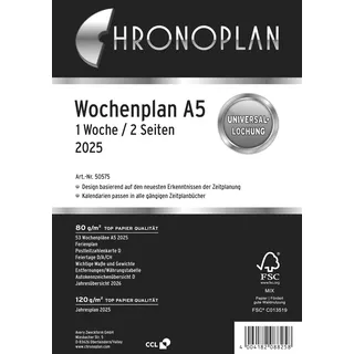 Chronoplan Kalendereinlage 2025 Wochenplan A5