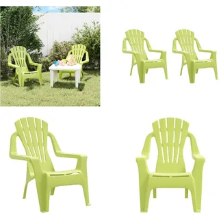 vidaXL Kinder Gartenstühle 2 Stk. Grün 37x34x44 cm PP Holzoptik - Gartenstuhl - Gartenstühle - Liegestuhl - Gartensitzmöbel - Grün