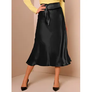 Webrock CREATION L PREMIUM, Damen, Gr. 50, schwarz, 70% Viskose, 30% Seide, unifarben, wadenlang, Röcke Webrock