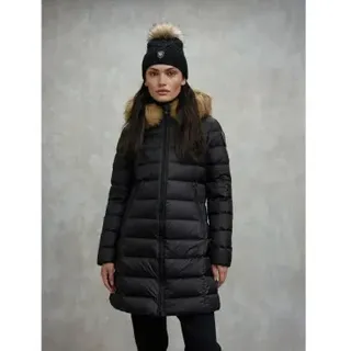 Blauer für Damen. 25WBLDK03103 Lange Jacke mit Pelzbesatz Kristin schwarz (M), Lässig, Polyamid