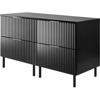 Waschbeckenunterschrank, Mattweiß, 120 (2 x 60) x 77 x 46 cm, goldener Griff, schwarze Beine + Arbeitsplatte - Weiß