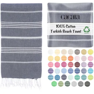 Cacala Türkische Badetücher, Pure-Serie, Baumwolle, dunkelblau, 95 x 175 x 0.5 cm