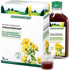 Schoenenberger - Johanniskraut naturreiner Heilpflanzensaft - 3x 200 ml (600 ml) Glasflaschen - freiverkäufliches Arzneimittel - zur Linderung vorübergehender geistiger Erschöpfung