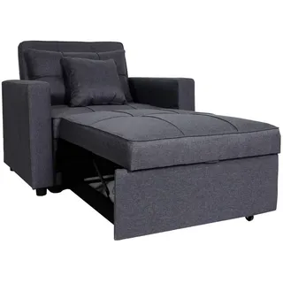 MCW Schlafsessel L90 Stoff/Textil 101 x 90 x 197 cm Grau mit Kissen