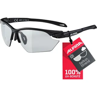 Alpina TWIST FIVE S HR V - Selbsttönende, Bruchfeste & Beschlagfreie Sport- & Fahrradbrille Mit 100% UV-Schutz Für Erwachsene, black matt, One Size