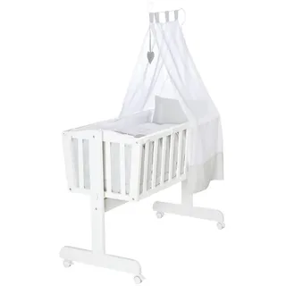 Roba Babywiegensett Heartbreakerbär , Weiß , Textil , Tiere , 40x90 cm , Babymöbel & Kindermöbel, Babyzimmer, Babybetten, Stubenwagen & Babywiegen