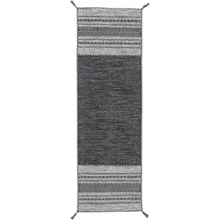 carpetfine Läufer »Kelim Azizi«, rechteckig, 5 mm Höhe, Baumwolle, Wendeteppich mit Fransen, Wohnzimmer carpetfine schwarz B: 60 cm   1 St.