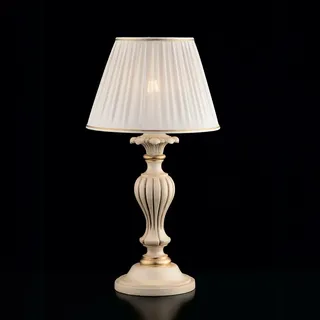 Shabby Chic Leonardo Tischlampe Holz Elfenbein Gold 1 Licht E27