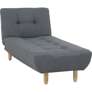 BELIANI Chaiselongue Universal Dunkelgrau Stoffbezug Gesteppt mit Schlaffunktion Verstellbare Rückenlehne Holzfüße Retro-Design Wohnzimmer Ausstattung - Grau, Braun