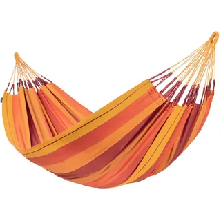 La Siesta Hängematte , Gelb, Orange, Rot, Dunkelrot , Textil , 160x350 cm , Gartenmöbel, Gartenschaukeln, Hängematten