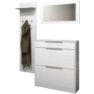borchardt Möbel Oliva 3-teilig Schuhschrank mit Spiegel 0 x 0 x 0 cm weiß / weiß