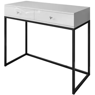 Lookway Konsole Blanco Loft Schwarz / Weiß Hochglanz Kristallgriff , Holzwerkstoff , 100x81x42 cm , Wohnzimmer, Wohnzimmertische, Konsolentische