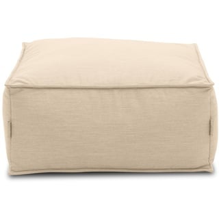 DOMO. collection Outdoor Polsterhocker Wangerooge, Gartenhocker wetterfest, Gartensofa, Gartenmöbel, Sitzsack, Outdoor-Sitz, Luftsack Garten, 75 x 70 x 45 cm (BxTxH), beige