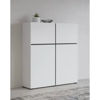 INOSIGN Highboard »Cross, moderne grifflose Hochkommode mit 4 Türen,Türkommode« Hochschrank, Höhe 139 cm mit viel Stauraum, Einlegeböden verstellbar, weiß